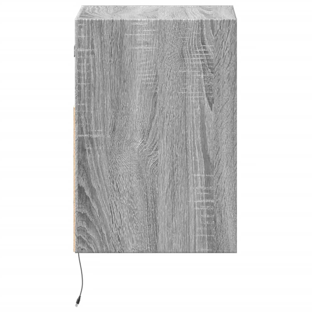 Wall-mounted bedside tables with LED lights 2 pcs. Gray Sonoma