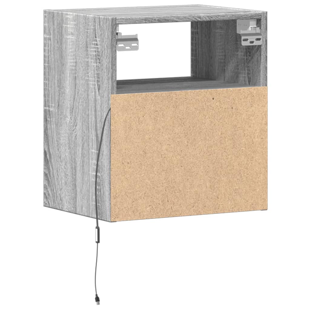 Wall-mounted bedside tables with LED lights 2 pcs. Gray Sonoma