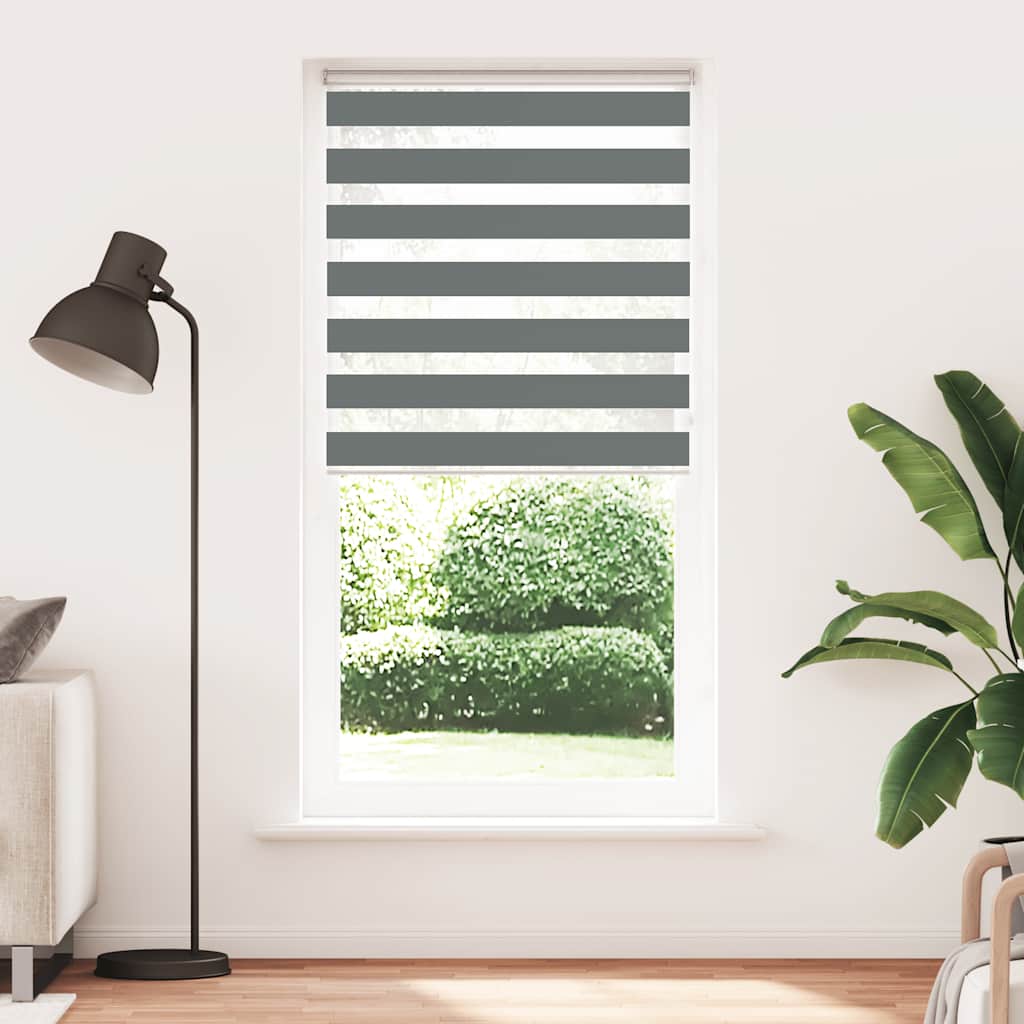 Doppelrollo Dunkelgrau 95x200 cm Stoffbreite 90,9 cm Polyester