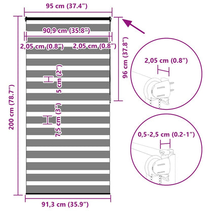 Doppelrollo Dunkelgrau 95x200 cm Stoffbreite 90,9 cm Polyester