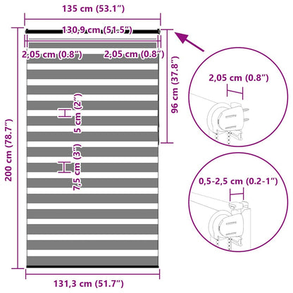 Doppelrollo Dunkelgrau 135x200 cm Stoffbreite 130,9 cm Polyester
