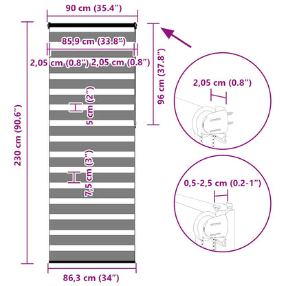 Doppelrollo Dunkelgrau 90x230 cm Stoffbreite 85,9 cm Polyester
