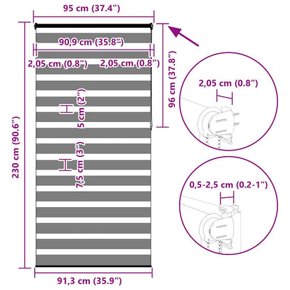 Doppelrollo Dunkelgrau 95x230 cm Stoffbreite 90,9 cm Polyester