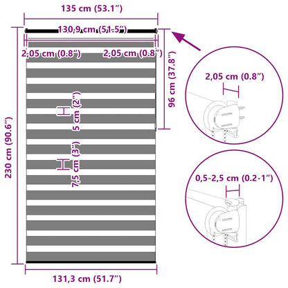 Doppelrollo Dunkelgrau 135x230 cm Stoffbreite 130,9 cm Polyester