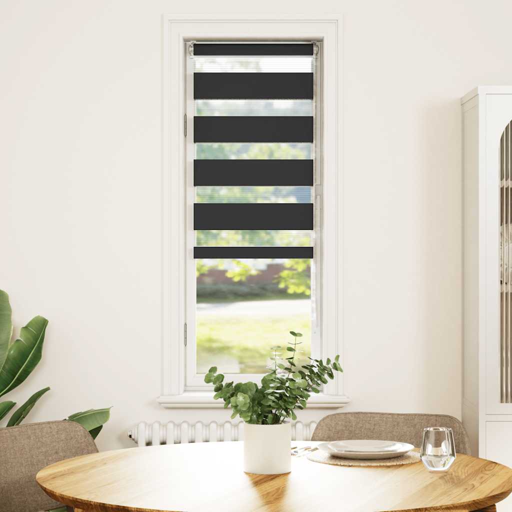 Doppelrollo Schwarz 40x100 cm Stoffbreite 35,9 cm Polyester