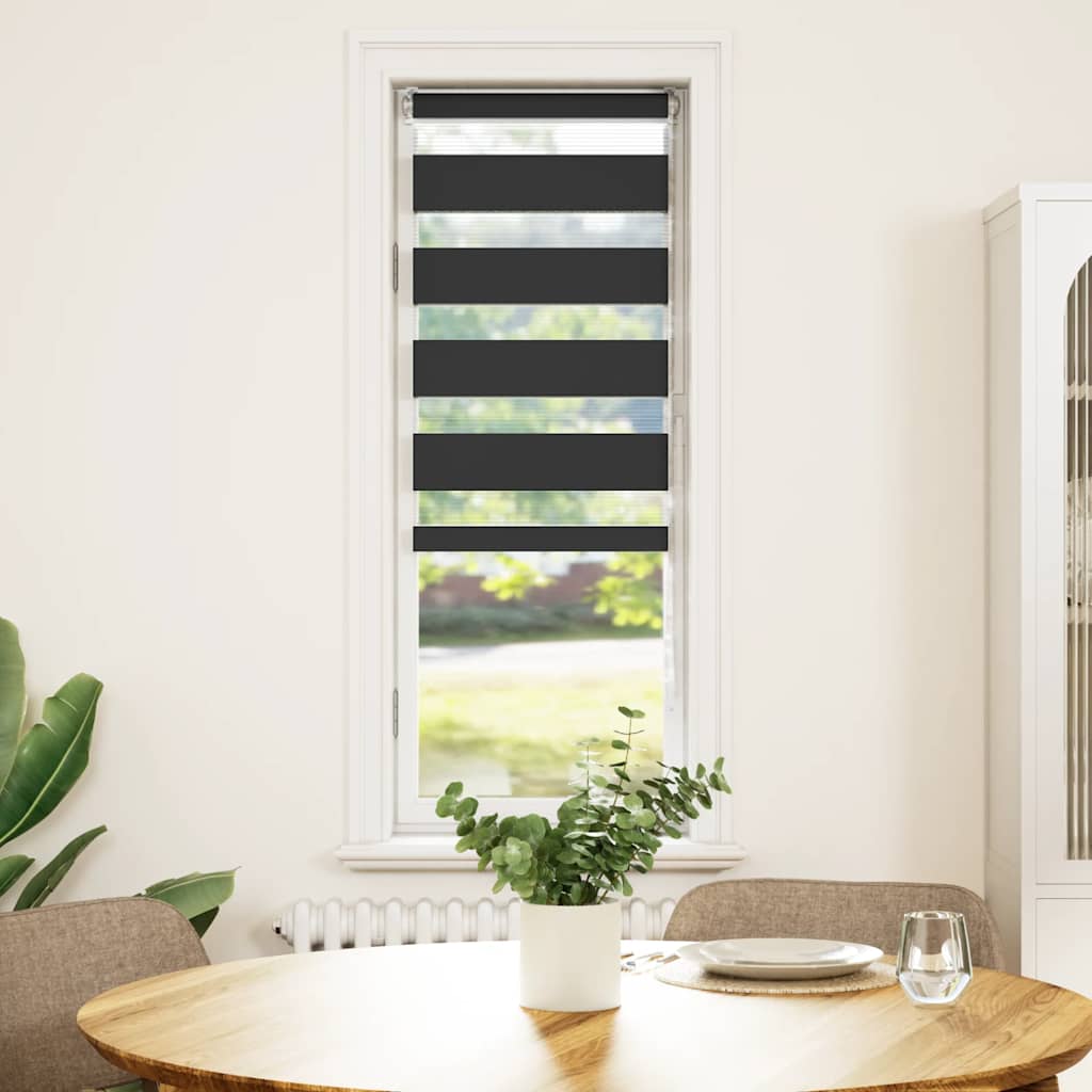 Doppelrollo Schwarz 45x150 cm Stoffbreite 40,9 cm Polyester