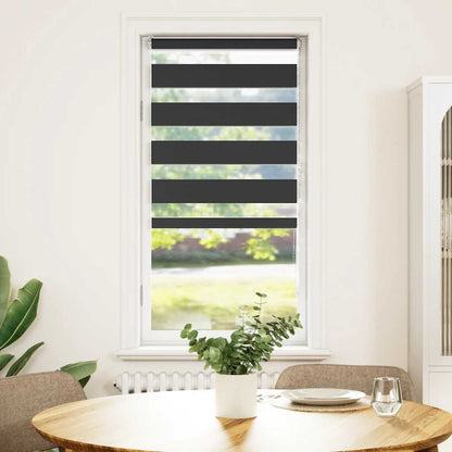Doppelrollo Schwarz 65x150 cm Stoffbreite 60,9 cm Polyester