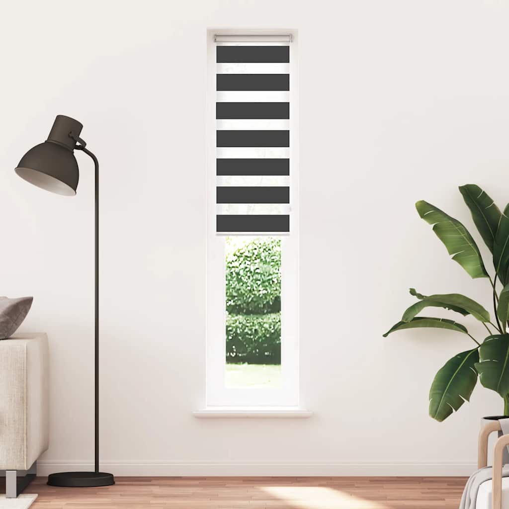 Doppelrollo Schwarz 45x200 cm Stoffbreite 40,9 cm Polyester