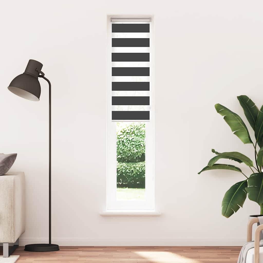 Doppelrollo Schwarz 40x230 cm Stoffbreite 35,9 cm Polyester