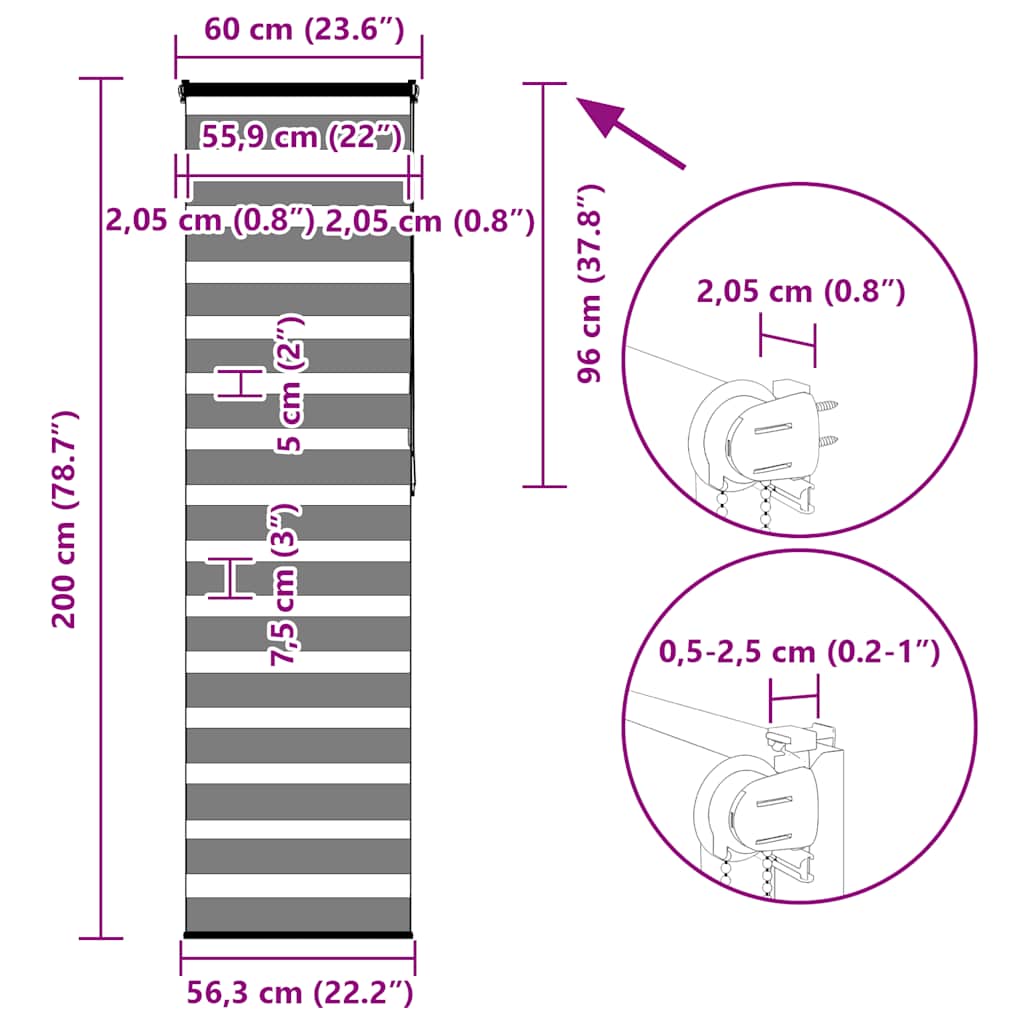 Doppelrollo Braun 60x200 cm Stoffbreite 55,9 cm Polyester