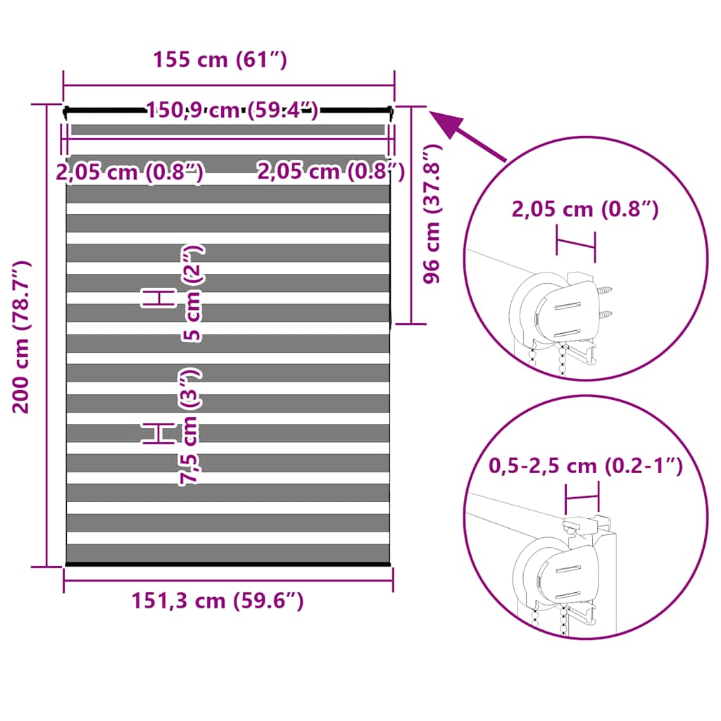 Doppelrollo Braun 155x200 cm Stoffbreite 150,9 cm Polyester