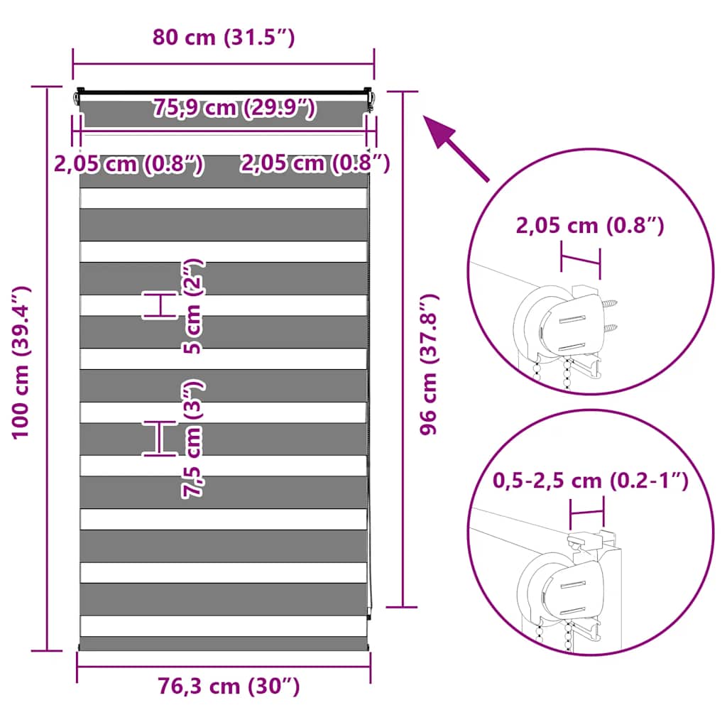 Doppelrollo Hellgrau 80x100 cm Stoffbreite 75,9 cm Polyester