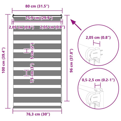 Doppelrollo Hellgrau 80x100 cm Stoffbreite 75,9 cm Polyester