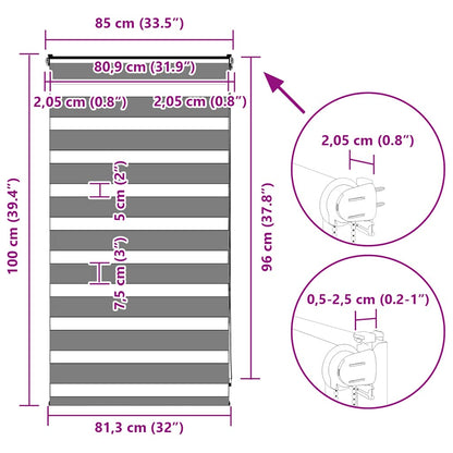 Doppelrollo Hellgrau 85x100 cm Stoffbreite 80,9 cm Polyester
