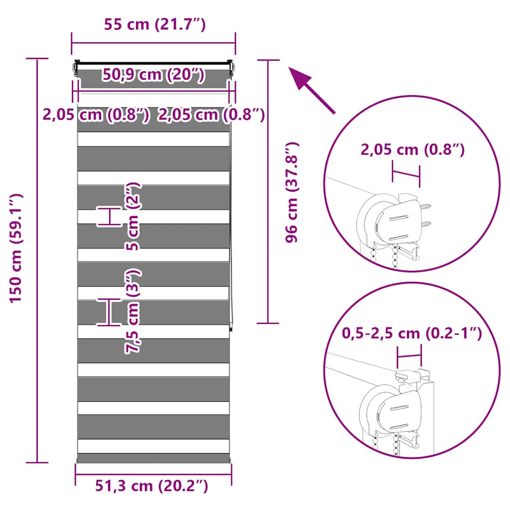Doppelrollo Hellgrau 55x150 cm Stoffbreite 50,9 cm Polyester