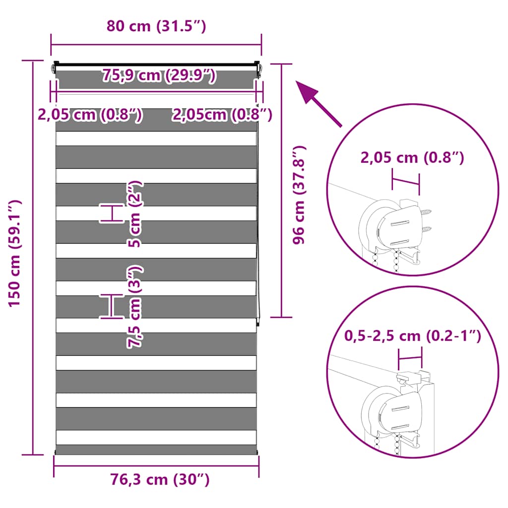 Doppelrollo Hellgrau 80x150 cm Stoffbreite 75,9 cm Polyester