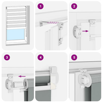 Doppelrollo Hellgrau 100x150 cm Stoffbreite 95,9 cm Polyester
