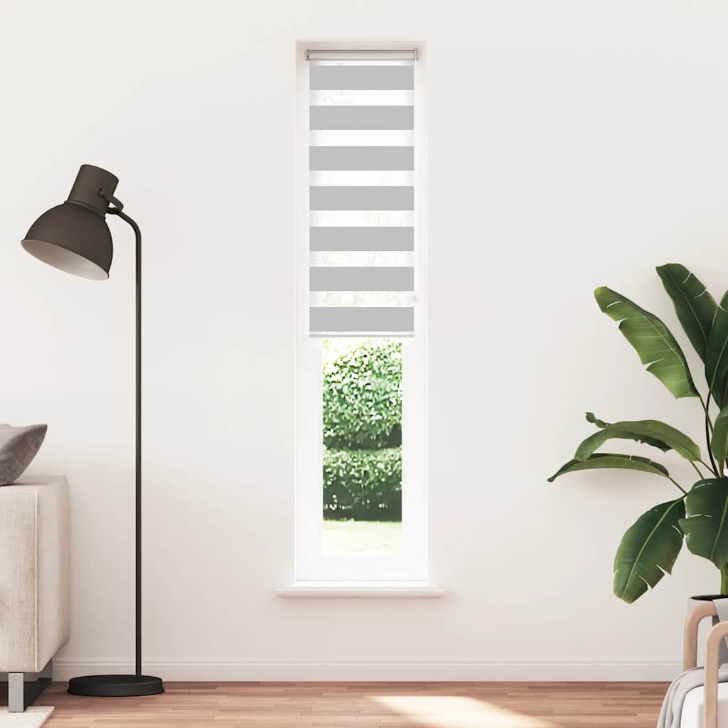 Doppelrollo Hellgrau 45x200 cm Stoffbreite 40,9 cm Polyester