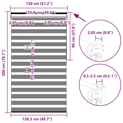 Doppelrollo Hellgrau 130x200 cm Stoffbreite 125,9 cm Polyester