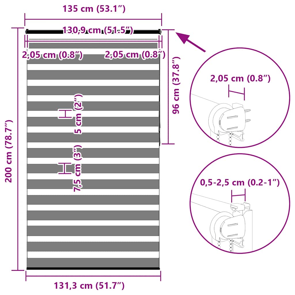 Doppelrollo Hellgrau 135x200 cm Stoffbreite 130,9 cm Polyester