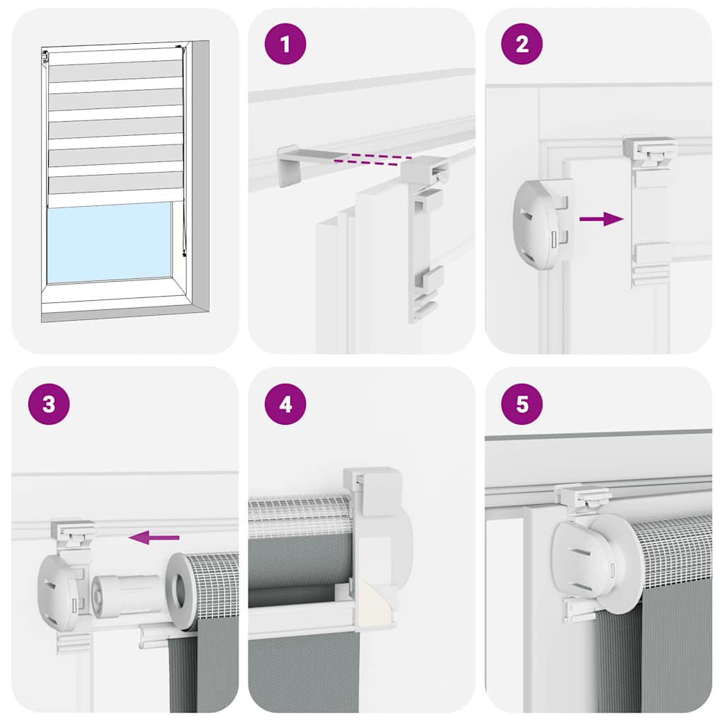 Doppelrollo Hellgrau 85x230 cm Stoffbreite 80,9 cm Polyester