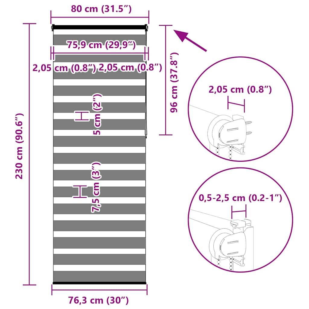 Doppelrollo Sandbraun 80x230 cm Stoffbreite 75,9 cm Polyester