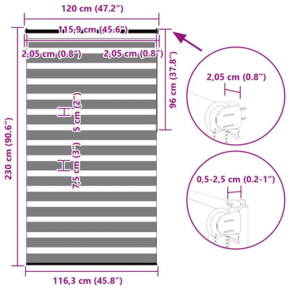 Doppelrollo Marmorbeige 120x230cm Stoffbreite 115,9 cm Polyester