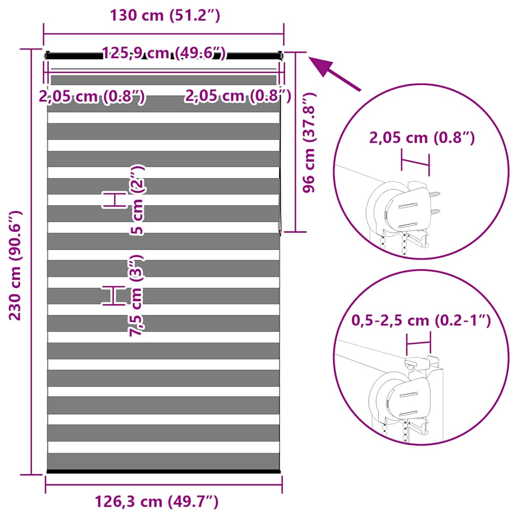 Doppelrollo Marmorbeige 130x230cm Stoffbreite 125,9 cm Polyester