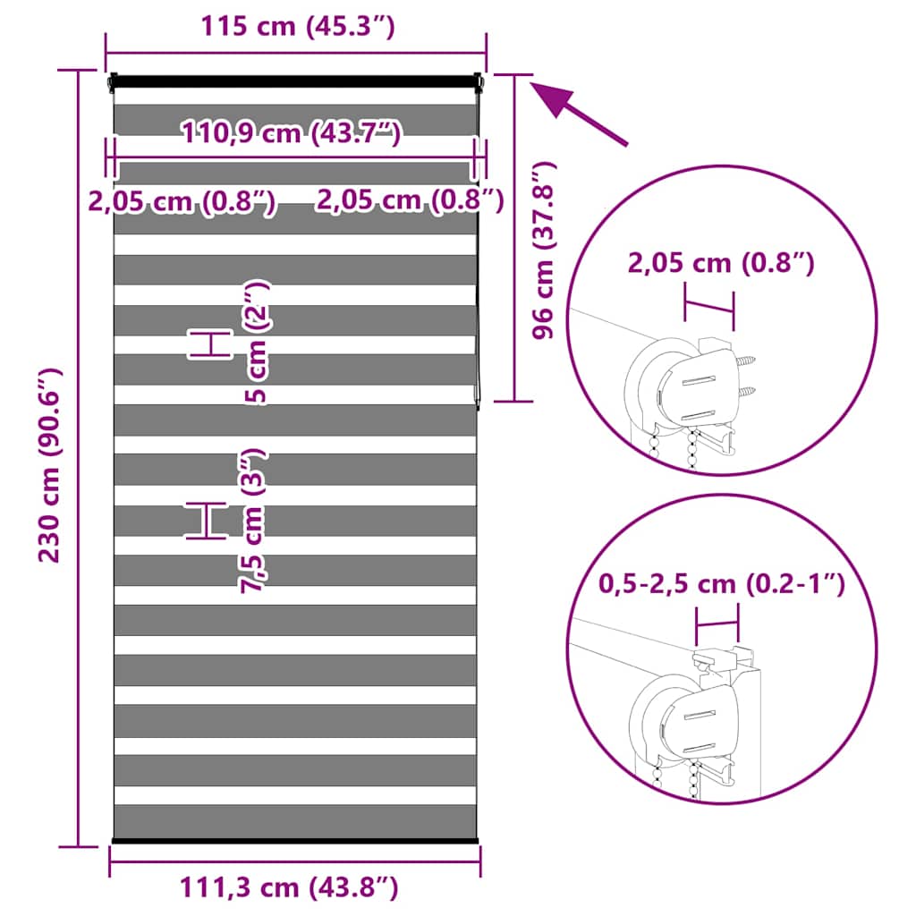 Doppelrollo Weiß 115x230 cm Stoffbreite 110,9 cm Polyester