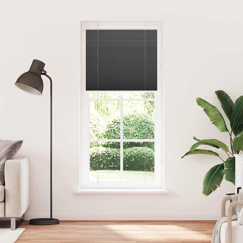 Plissee Schwarz 90x200 cm Stoffbreite 89,4 cm Polyester