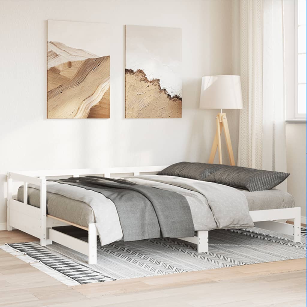 Lit de repos sans matelas blanc 80x200 cm en pin massif