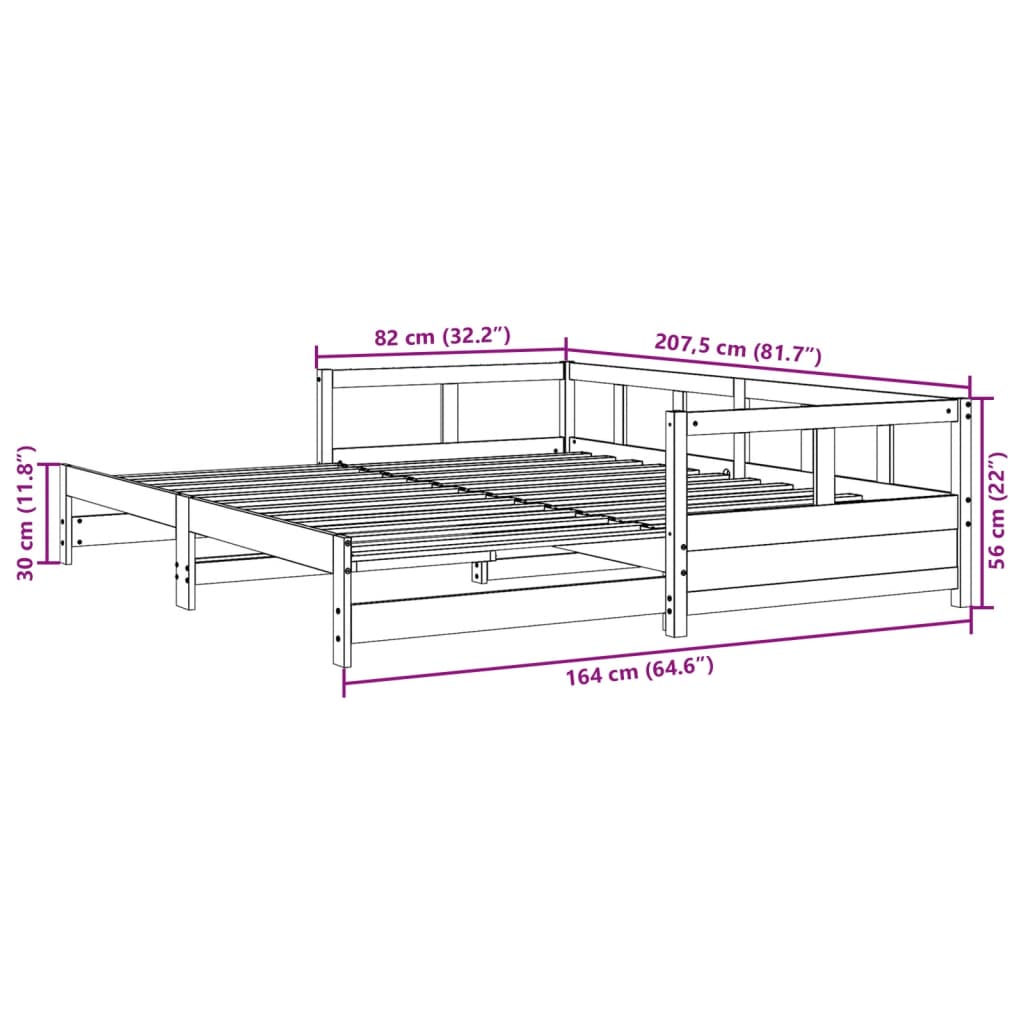 Lit de repos sans matelas blanc 80x200 cm en pin massif