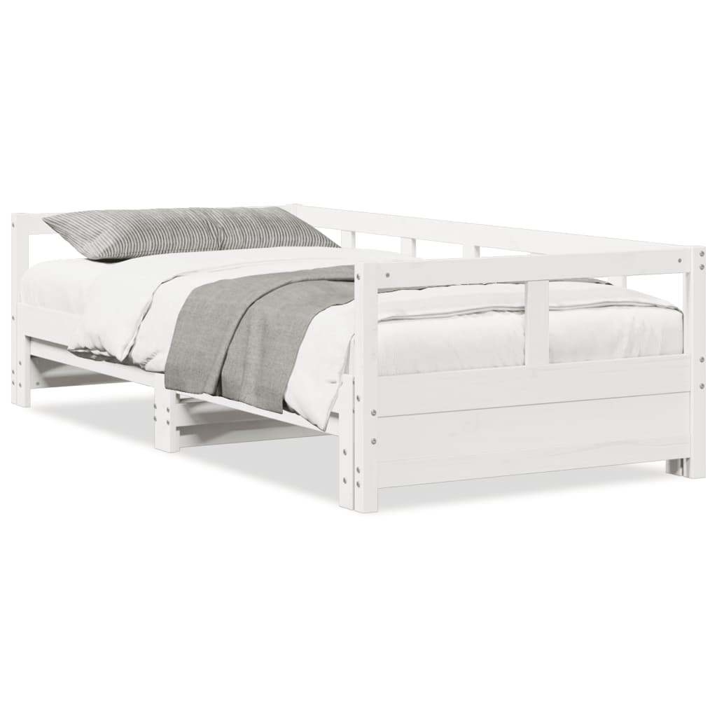 Lit de repos sans matelas blanc 90x200 cm en bois de pin massif