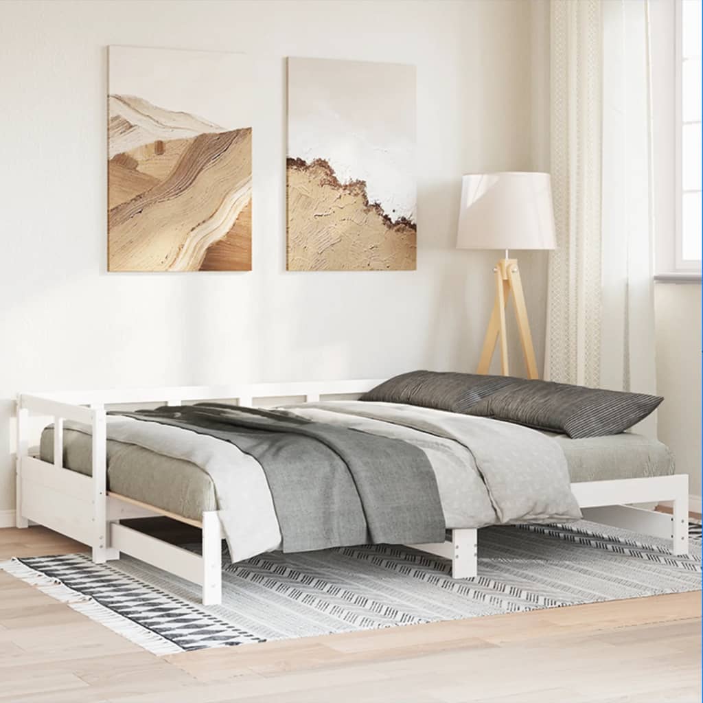 Lit de repos sans matelas blanc 90x200 cm en bois de pin massif