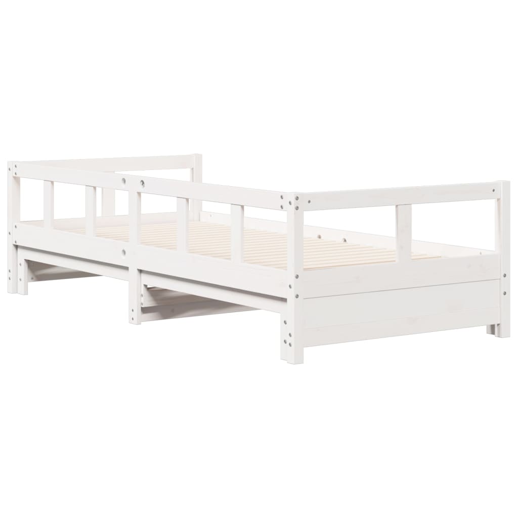 Lit de repos sans matelas blanc 90x200 cm en bois de pin massif