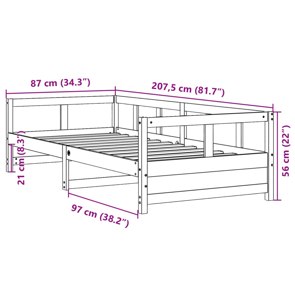 Lit de repos sans matelas blanc 80x200 cm en pin massif