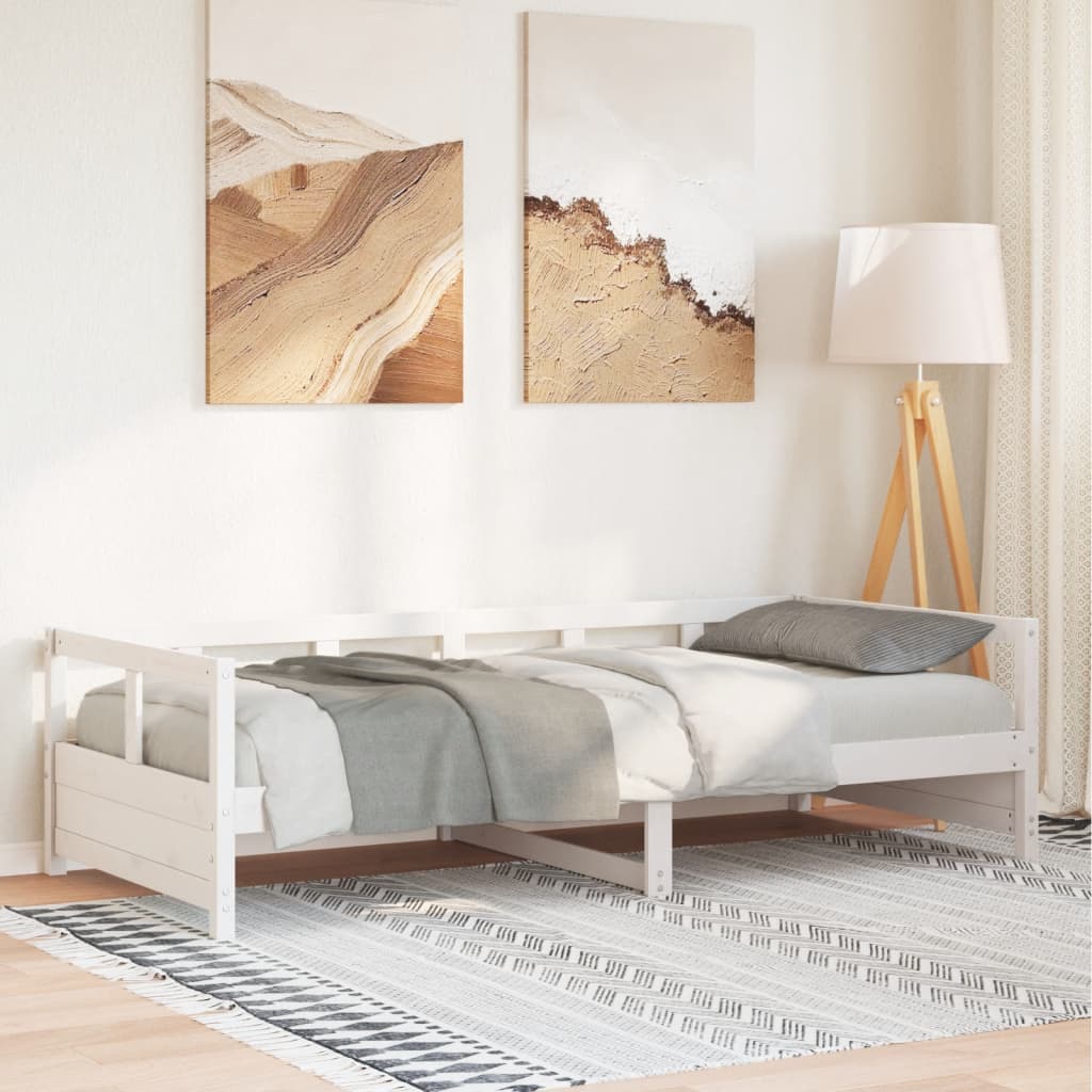 Lit de repos sans matelas blanc 80x200 cm en pin massif