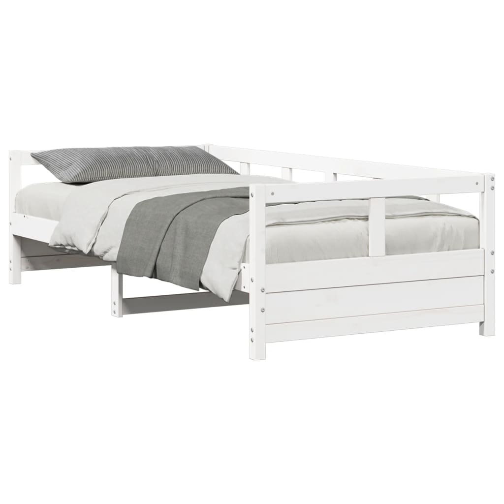 Lit de repos sans matelas blanc 90x200 cm en bois de pin massif