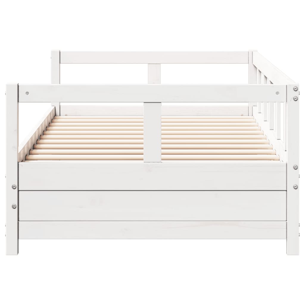 Lit de repos sans matelas blanc 90x200 cm en bois de pin massif