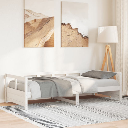 Lit de repos sans matelas blanc 90x200 cm en bois de pin massif