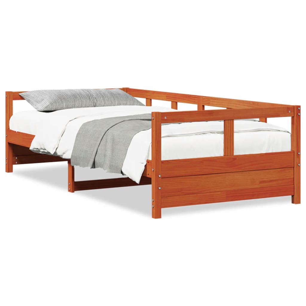 Lit de repos sans matelas ciré marron 90x200 cm bois de pin massif