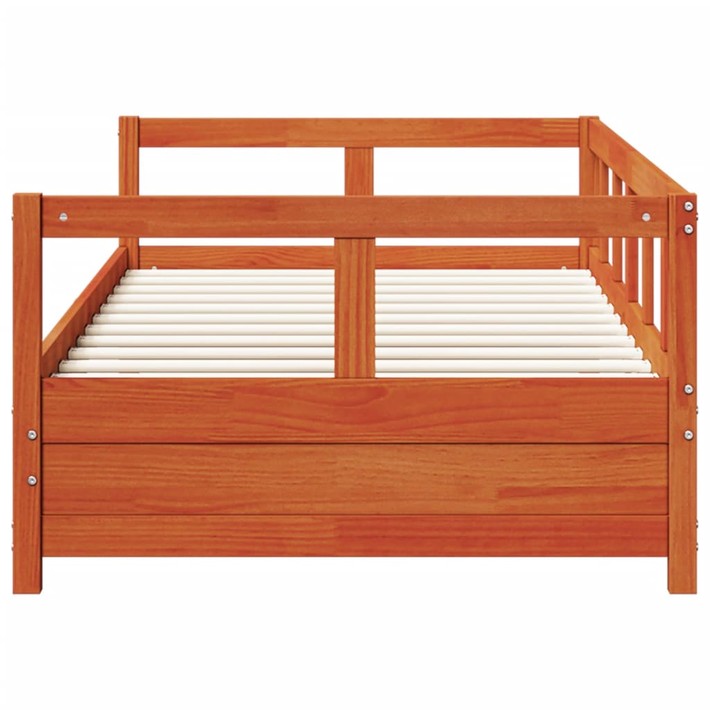 Lit de repos sans matelas ciré marron 90x200 cm bois de pin massif