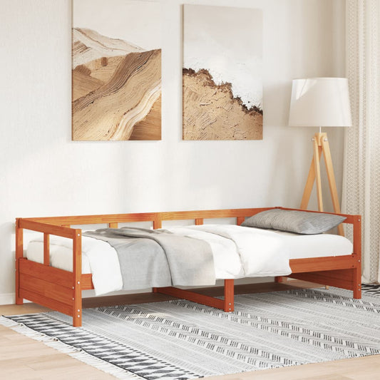 Lit de repos sans matelas ciré marron 90x190 cm bois de pin massif