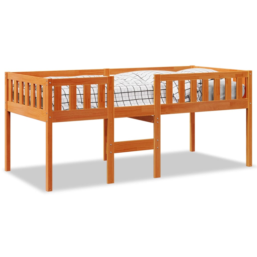 Lit enfant sans matelas ciré marron 80x200 cm bois de pin massif