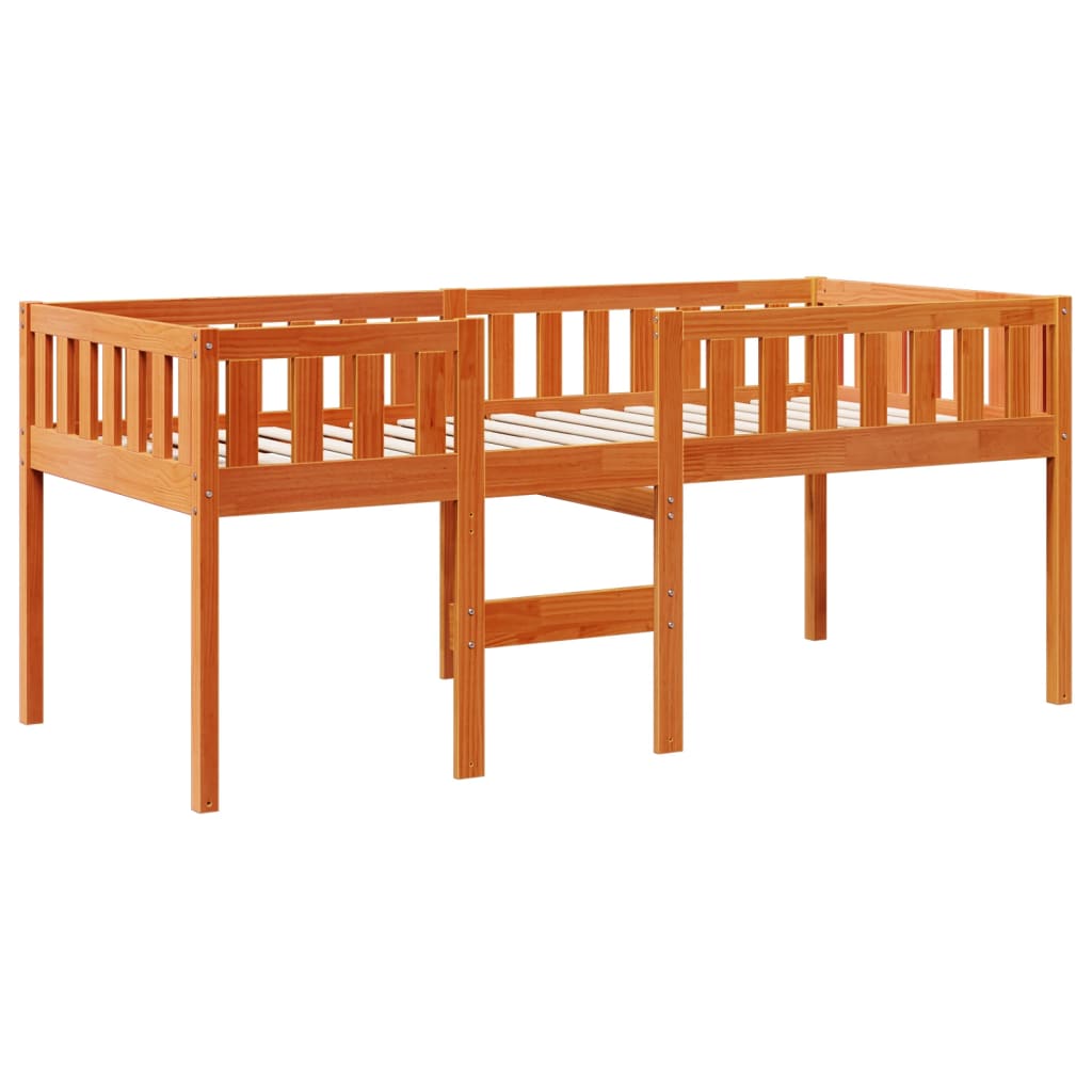 Lit enfant sans matelas ciré marron 80x200 cm bois de pin massif