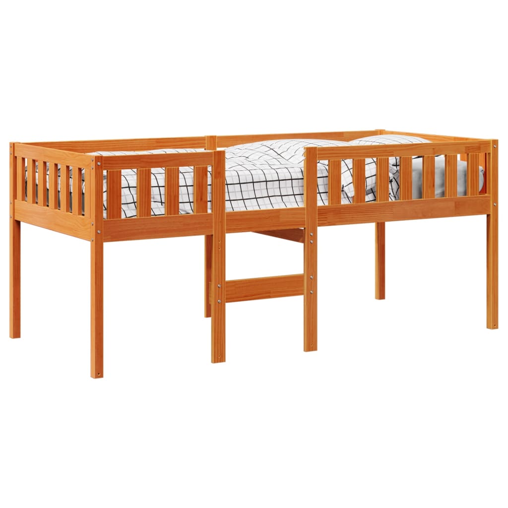 Lit enfant sans matelas ciré marron 80x200 cm bois de pin massif