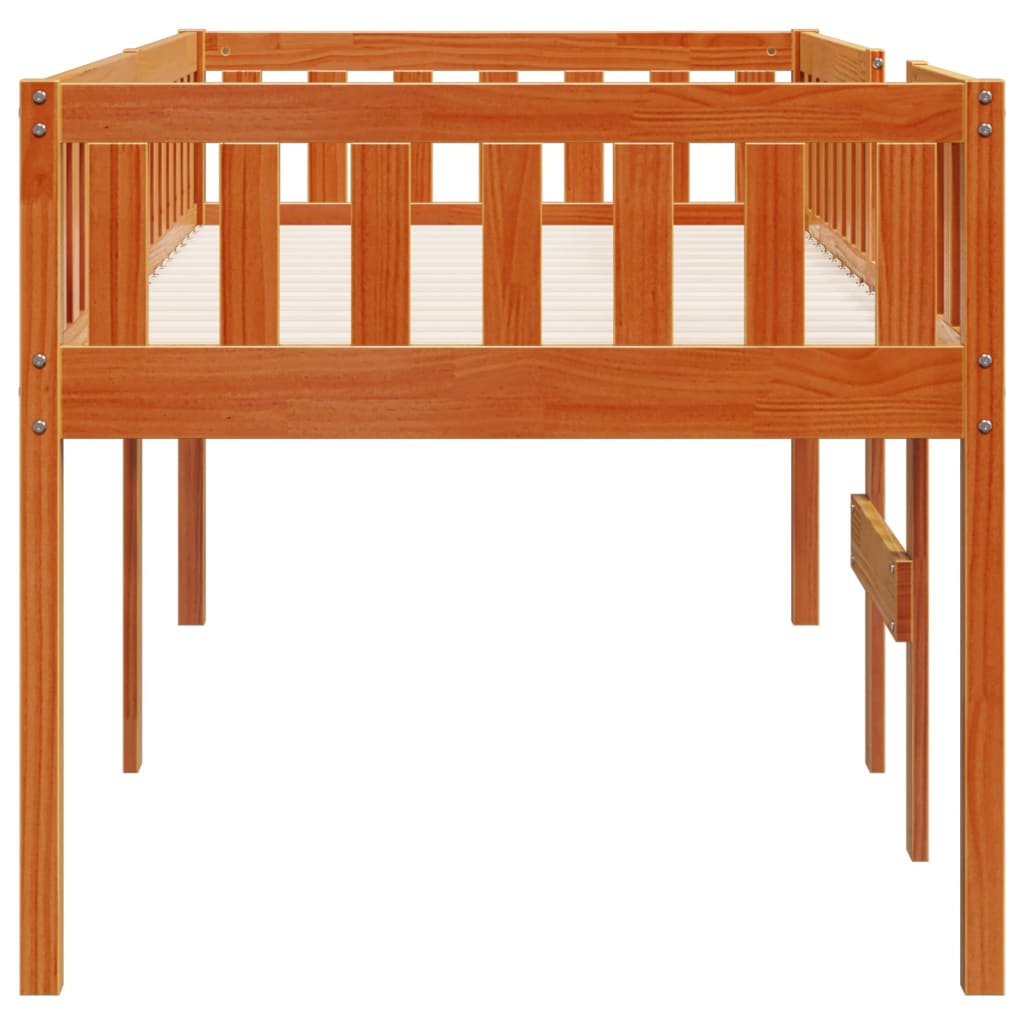 Lit enfant sans matelas ciré marron 80x200 cm bois de pin massif