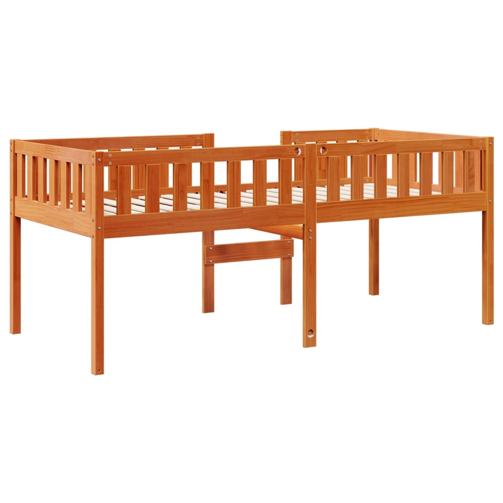 Lit enfant sans matelas ciré marron 80x200 cm bois de pin massif