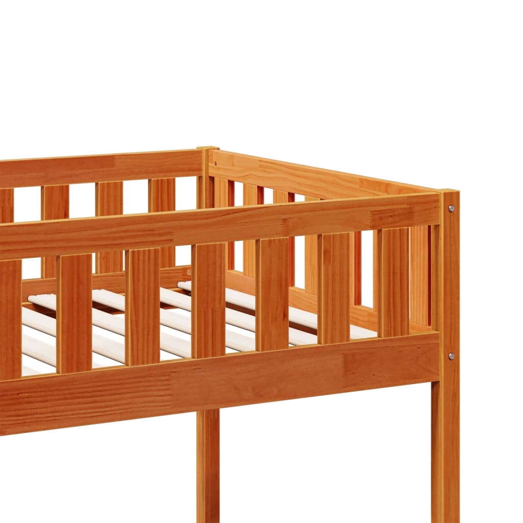 Lit enfant sans matelas ciré marron 90x200 cm bois de pin massif