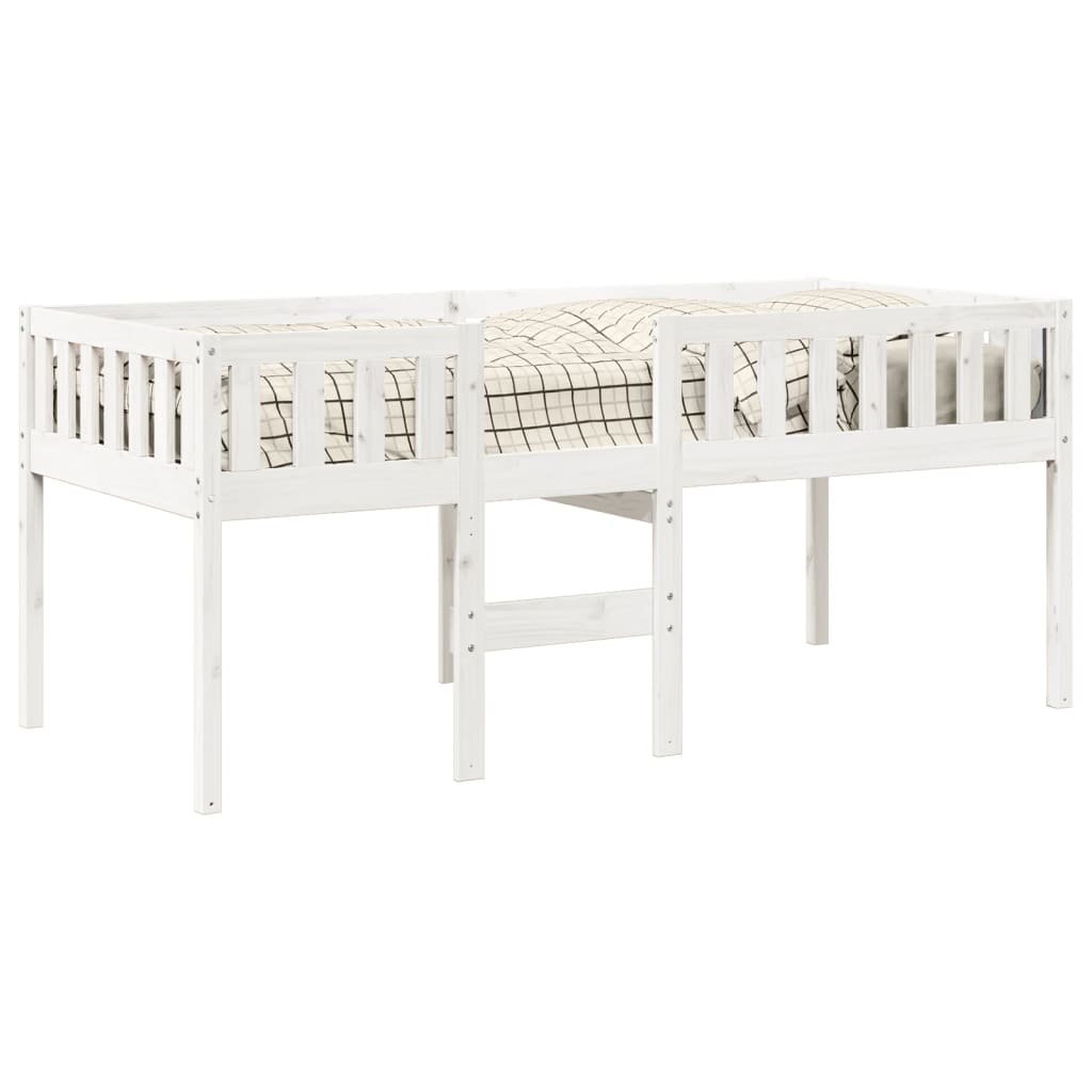 Lit enfant sans matelas blanc 90x190 cm bois de pin massif